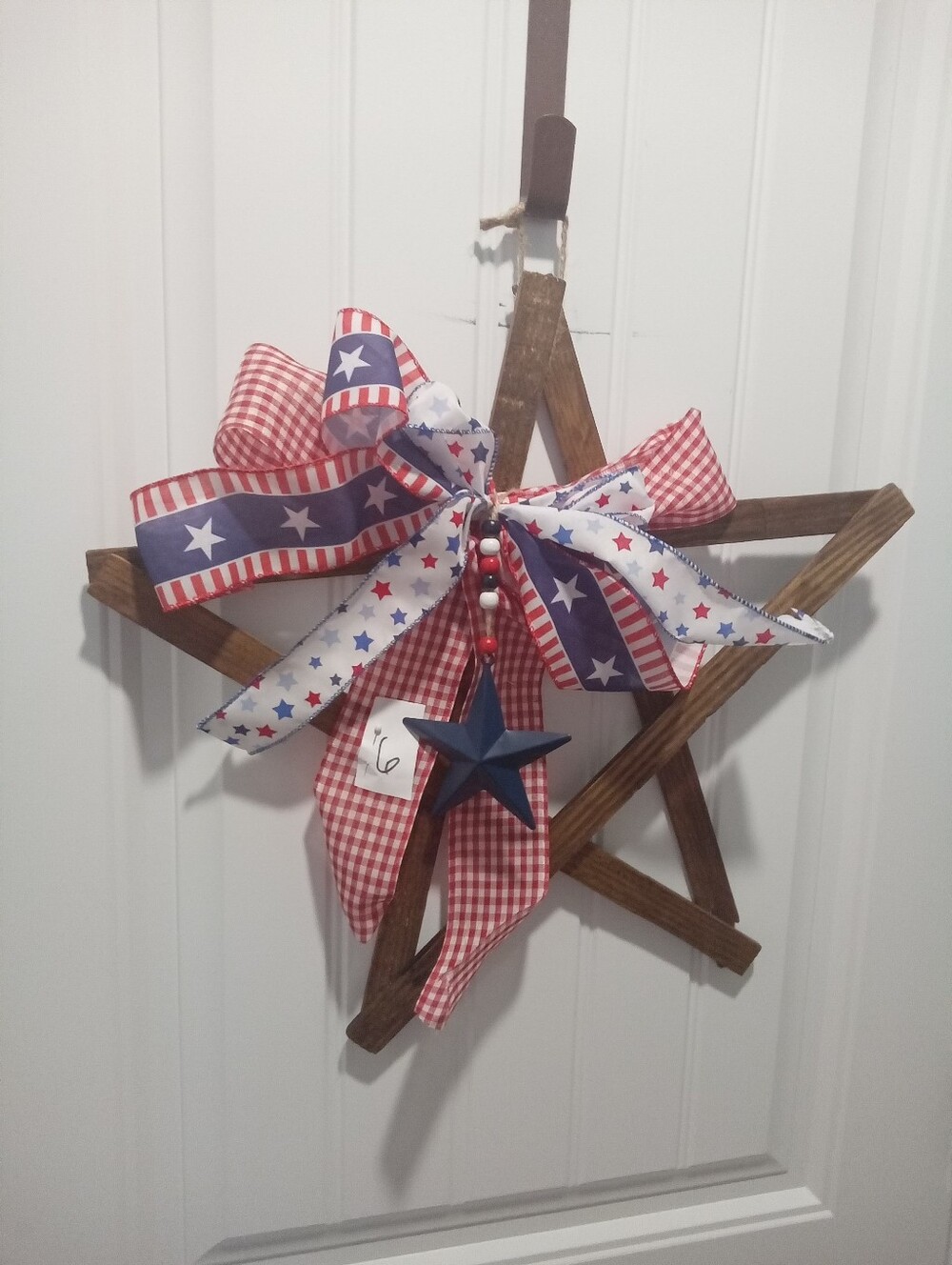 Patriotic Red, White & Blue Star Wreath - Home Holiday Decor Americana